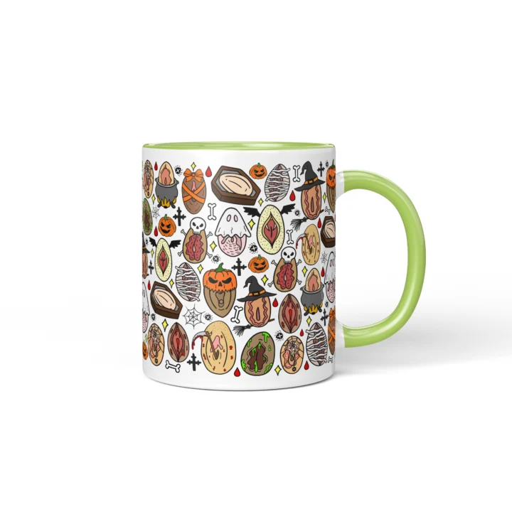 Haunted Vagina Mug - Spooky Halloween Gift - Green mug mockup