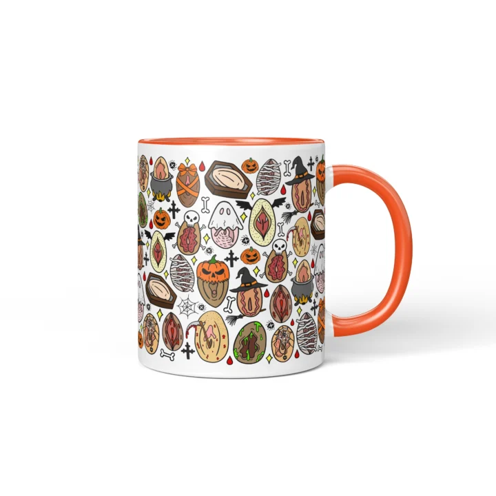 Haunted Vagina Mug - Spooky Halloween Gift - Orange mug mockup
