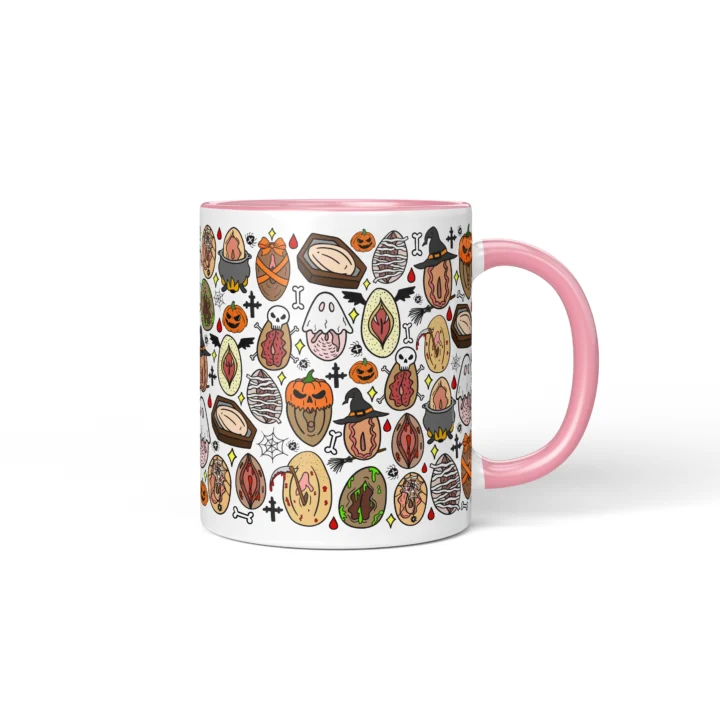 Haunted Vagina Mug - Spooky Halloween Gift - Pink mug mockup