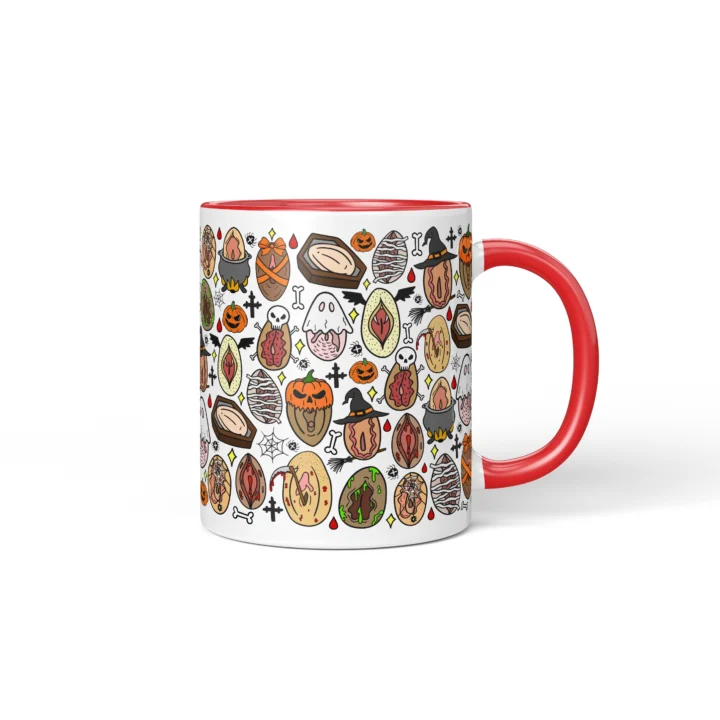 Haunted Vagina Mug - Spooky Halloween Gift - Red mug mockup