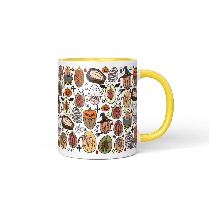 Haunted Vagina Mug - Spooky Halloween Gift - Yellow mug mockup