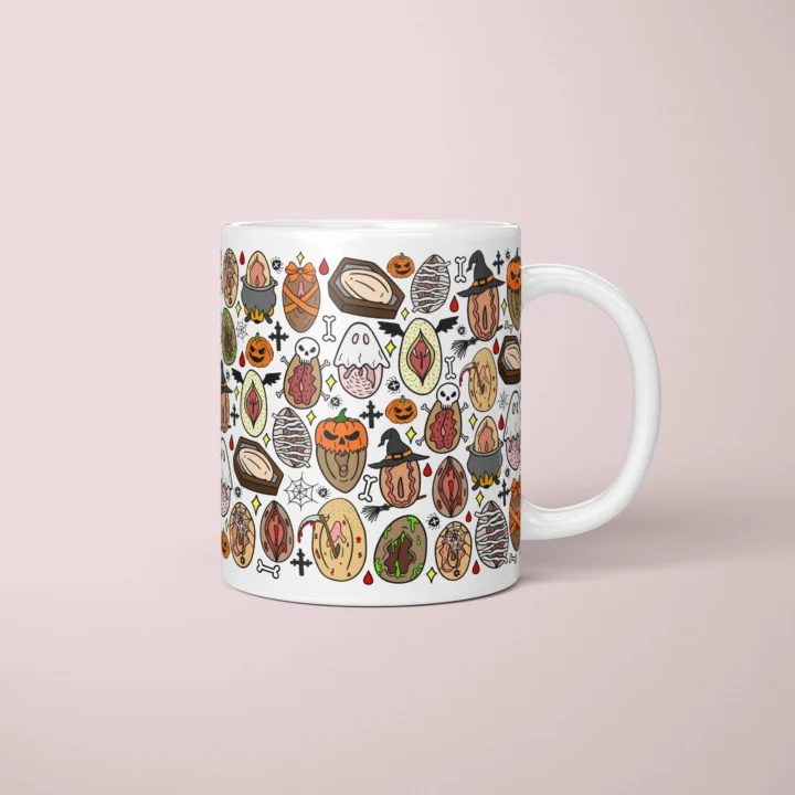 Haunted Vulva Art Mug – Spooky Halloween Gift - primary mug mockup