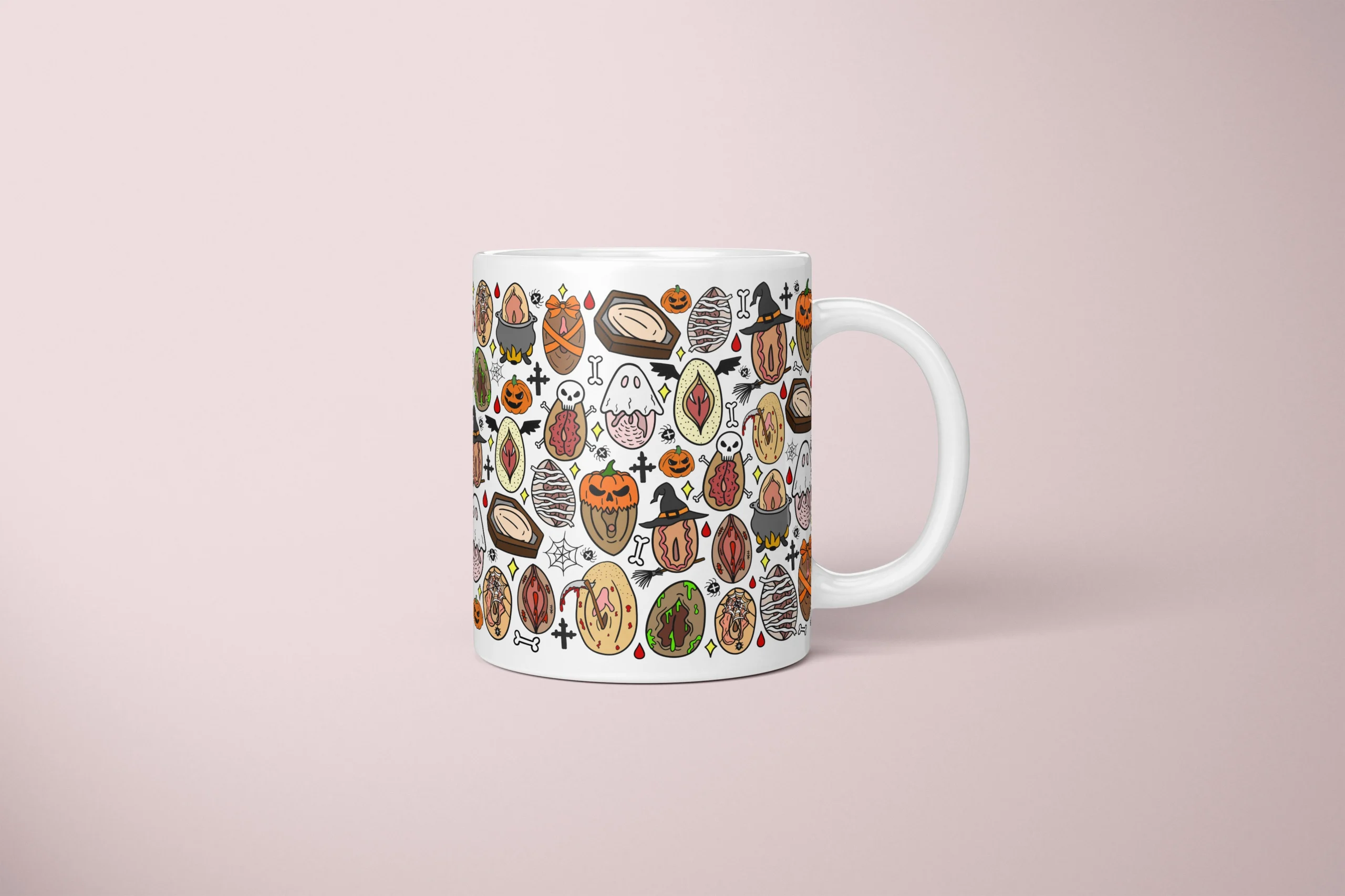 Haunted Vulva Art Mug – Spooky Halloween Gift - primary mug mockup