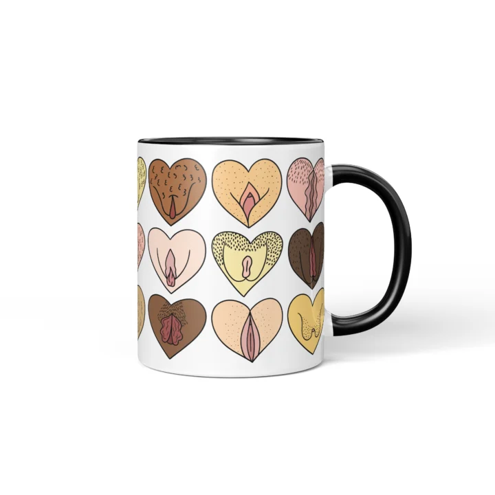 Heart Vagina Mug - Body Positive Self-Love Gift - Black mug mockup