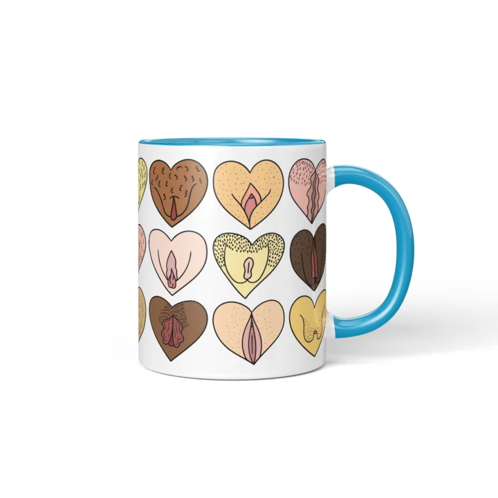 Heart Vagina Mug - Body Positive Self-Love Gift - Blue mug mockup