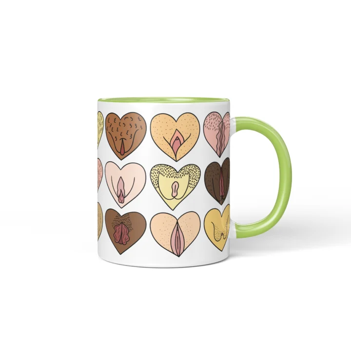 Heart Vagina Mug - Body Positive Self-Love Gift - Green mug mockup