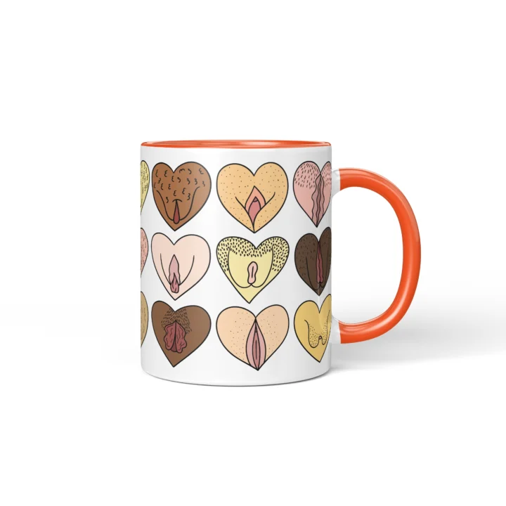 Heart Vagina Mug - Body Positive Self-Love Gift - Orange mug mockup