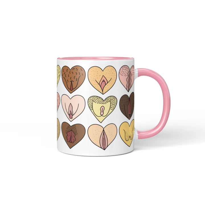 Heart Vagina Mug - Body Positive Self-Love Gift - Pink mug mockup