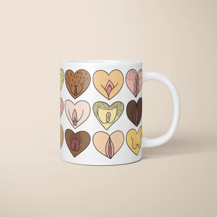 Heart Vulva Art Mug – Body Positive Self-Love Gift - primary mug mockup