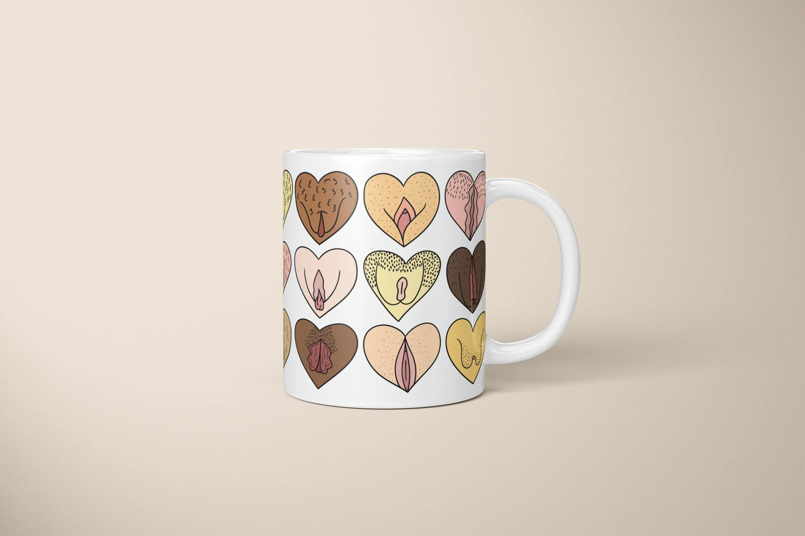 Heart Vulva Art Mug – Body Positive Self-Love Gift - primary mug mockup