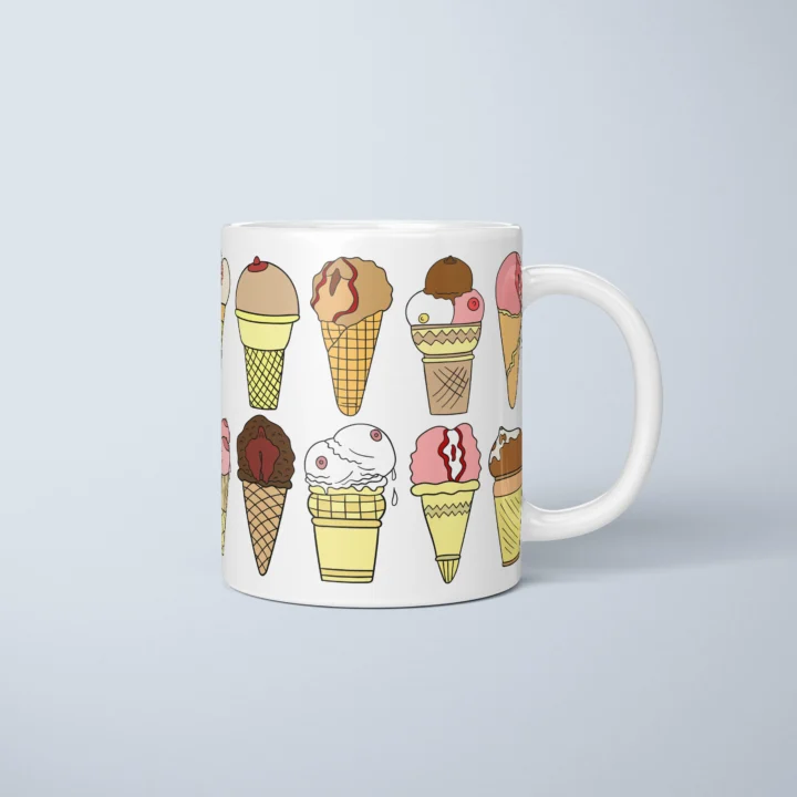 Ice Cream Boobs Mug – Funny Adult Dessert Gift - primary mug mockup