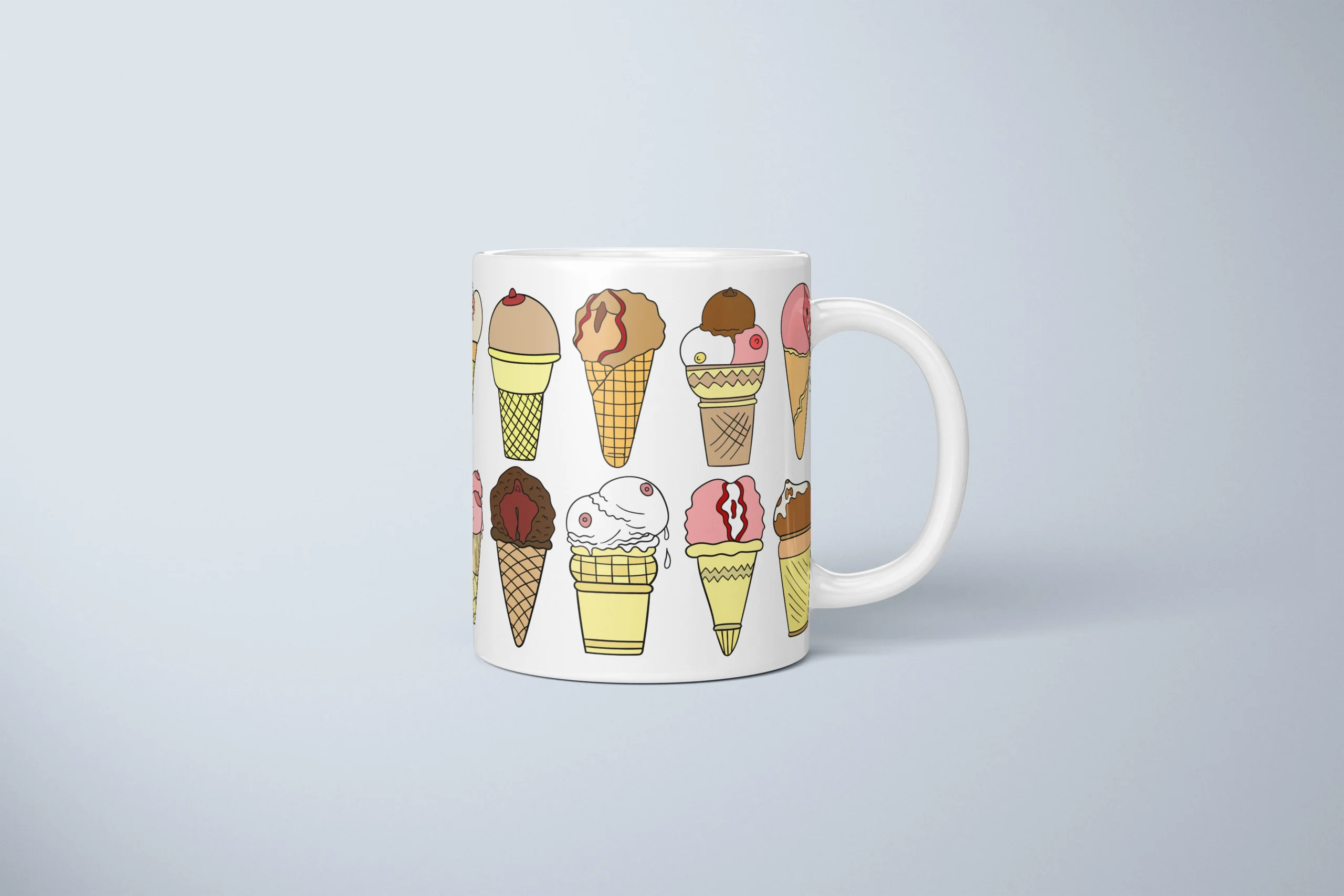 Ice Cream Boobs Mug – Funny Adult Dessert Gift - primary mug mockup