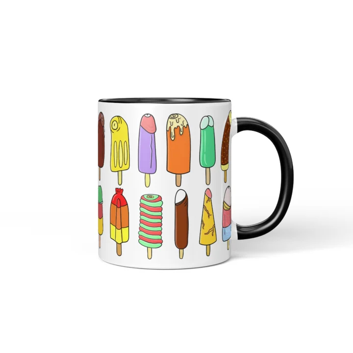 Ice Cream Penis Mug - Cheeky Summer Dessert Gift - Black mug mockup