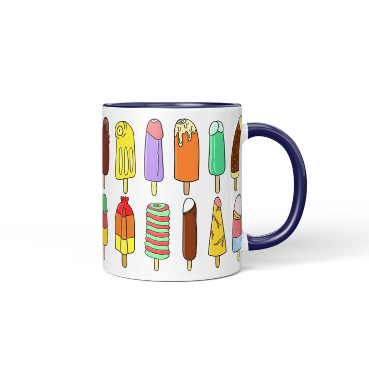 Ice Cream Penis Mug - Cheeky Summer Dessert Gift - Dark Blue mug mockup