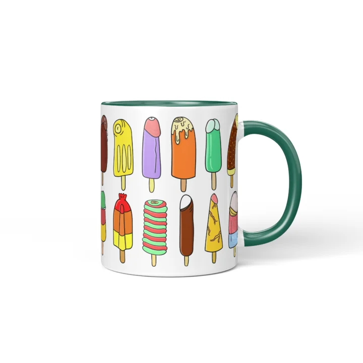 Ice Cream Penis Mug - Cheeky Summer Dessert Gift - Dark Green mug mockup