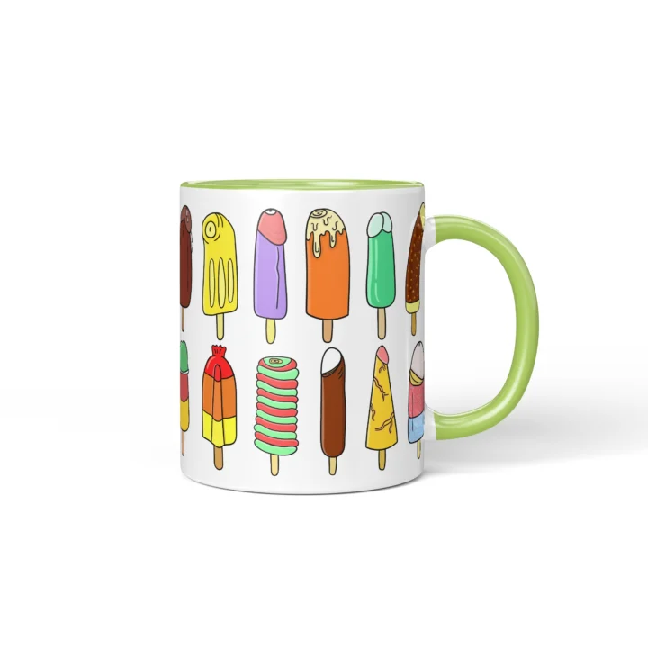 Ice Cream Penis Mug - Cheeky Summer Dessert Gift - Green mug mockup