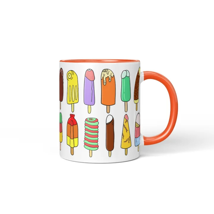 Ice Cream Penis Mug - Cheeky Summer Dessert Gift - Orange mug mockup