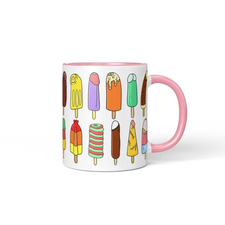 Ice Cream Penis Mug - Cheeky Summer Dessert Gift - Pink mug mockup