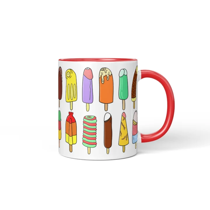 Ice Cream Penis Mug - Cheeky Summer Dessert Gift - Red mug mockup