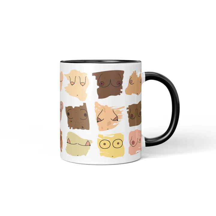 Inclusive Boobs Mug - Body Positive Skin Tone Gift - Black mug mockup