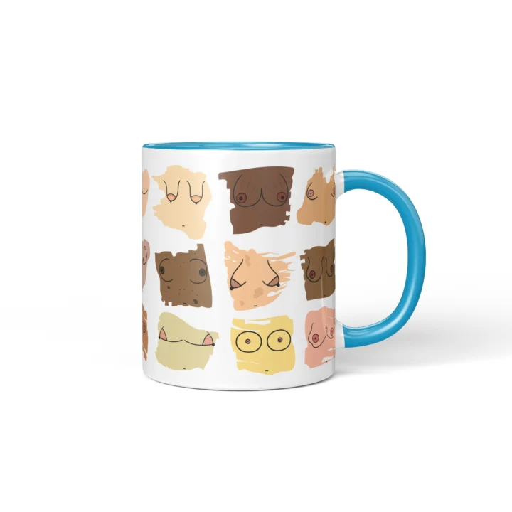 Inclusive Boobs Mug - Body Positive Skin Tone Gift - Blue mug mockup