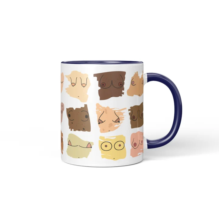 Inclusive Boobs Mug - Body Positive Skin Tone Gift - Dark Blue mug mockup