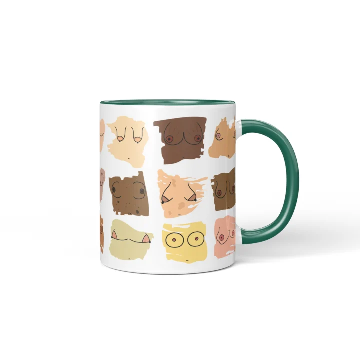 Inclusive Boobs Mug - Body Positive Skin Tone Gift - Dark Green mug mockup