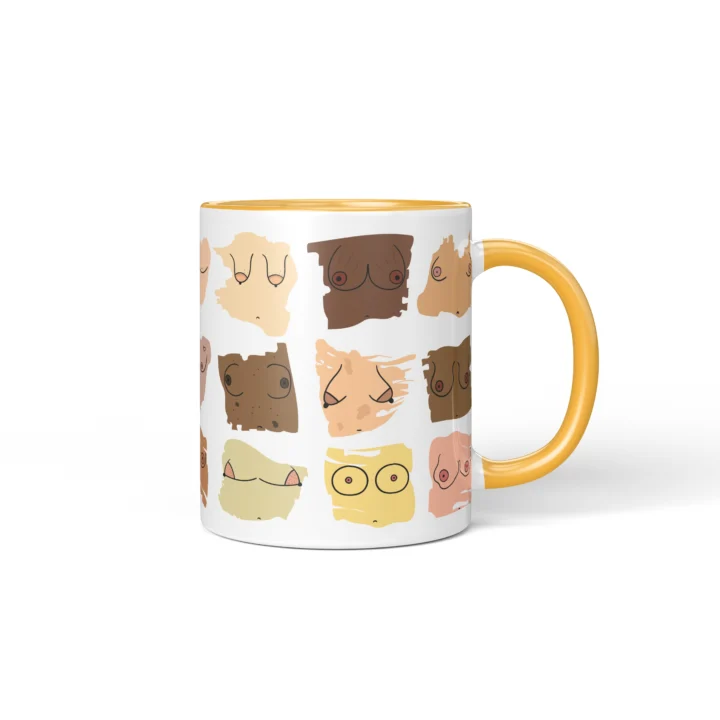 Inclusive Boobs Mug - Body Positive Skin Tone Gift - Golden Yellow mug mockup