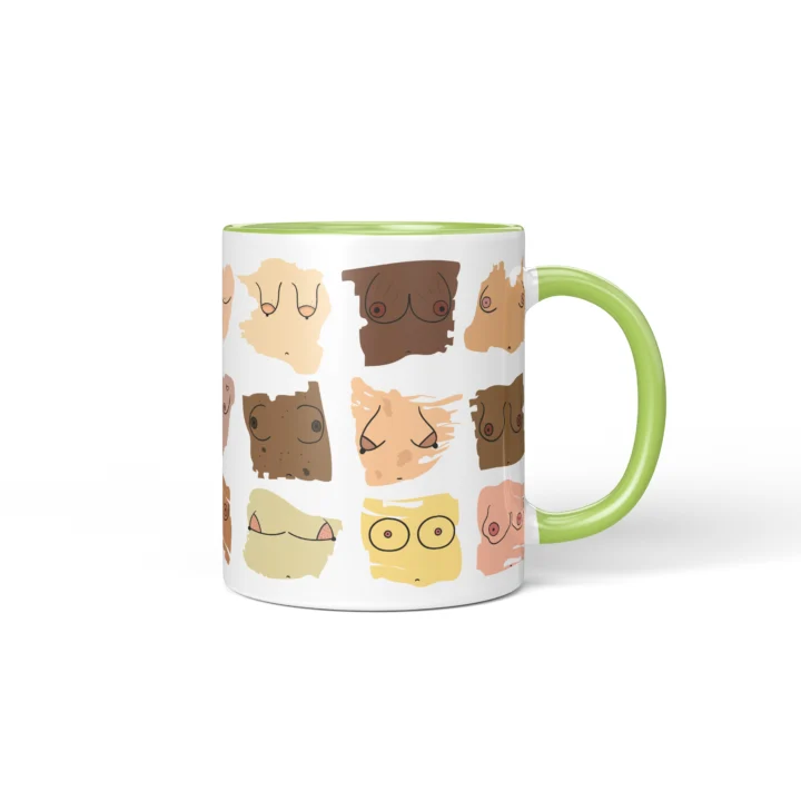 Inclusive Boobs Mug - Body Positive Skin Tone Gift - Green mug mockup