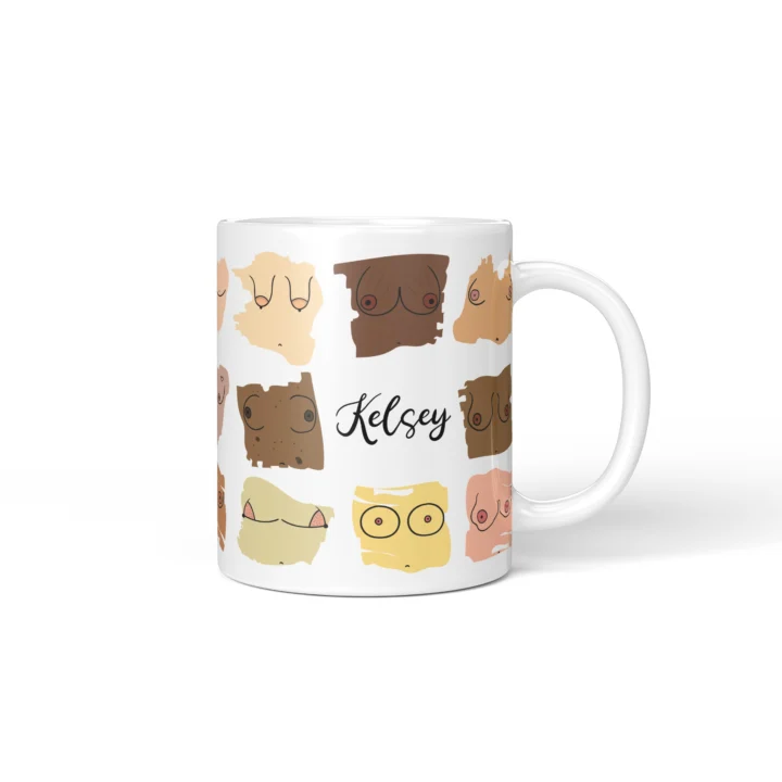 Inclusive Boobs Mug - Body Positive Skin Tone Gift - Personalized 11 oz White mug mockup