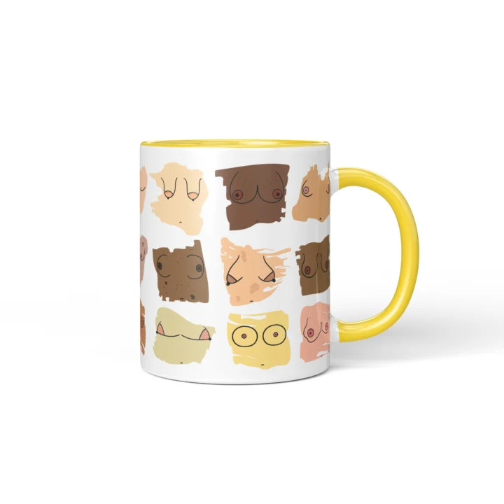 Inclusive Boobs Mug - Body Positive Skin Tone Gift - Yellow mug mockup