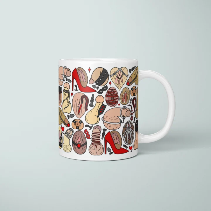 Adults Only Novelty Mug – Kink-Inspired Anatomy Art - primary mug mockup