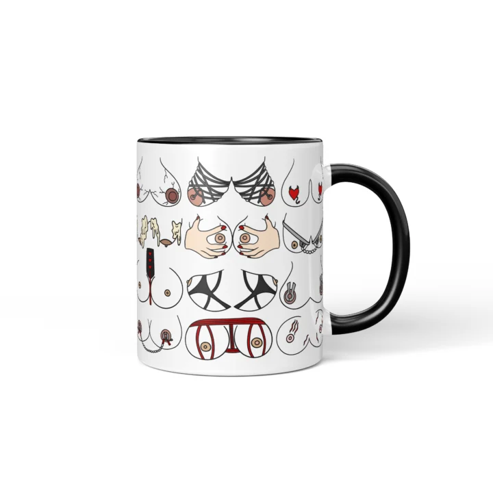Kink-Inspired Boobs Mug - Adults Only Novelty Gift - Black mug mockup
