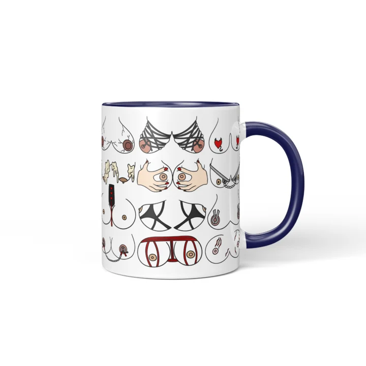 Kink-Inspired Boobs Mug - Adults Only Novelty Gift - Dark Blue mug mockup