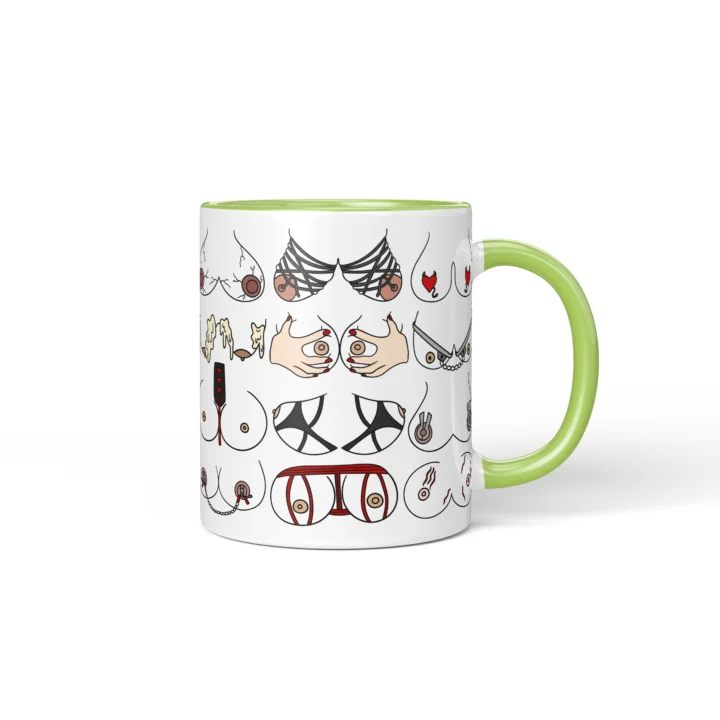 Kink-Inspired Boobs Mug - Adults Only Novelty Gift - Green mug mockup
