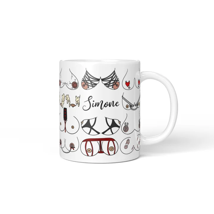Kink-Inspired Boobs Mug - Adults Only Novelty Gift - Personalized 11 oz White mug mockup