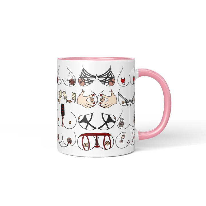 Kink-Inspired Boobs Mug - Adults Only Novelty Gift - Pink mug mockup