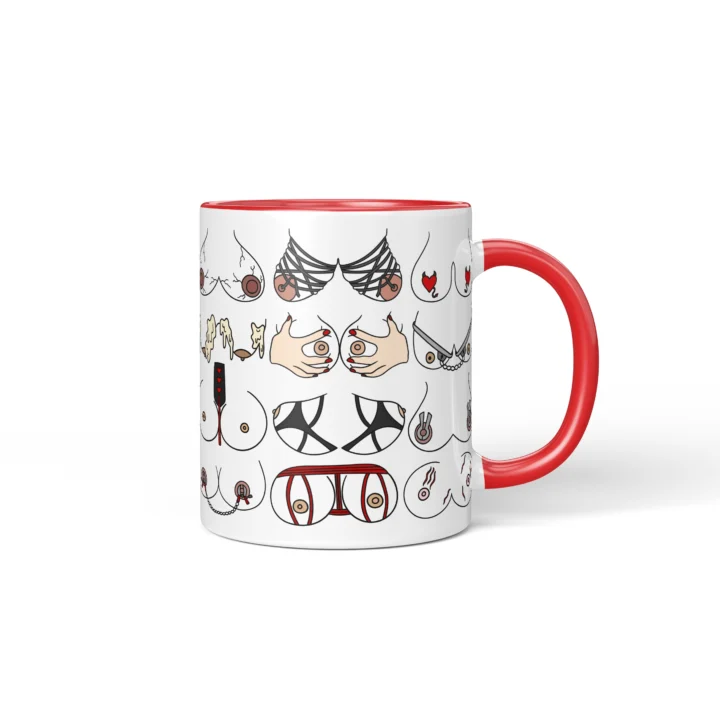 Kink-Inspired Boobs Mug - Adults Only Novelty Gift - Red mug mockup