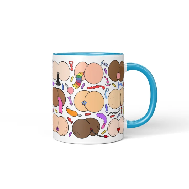 Kink-Inspired Butt Mug - Adults Only Novelty Gift - Blue mug mockup