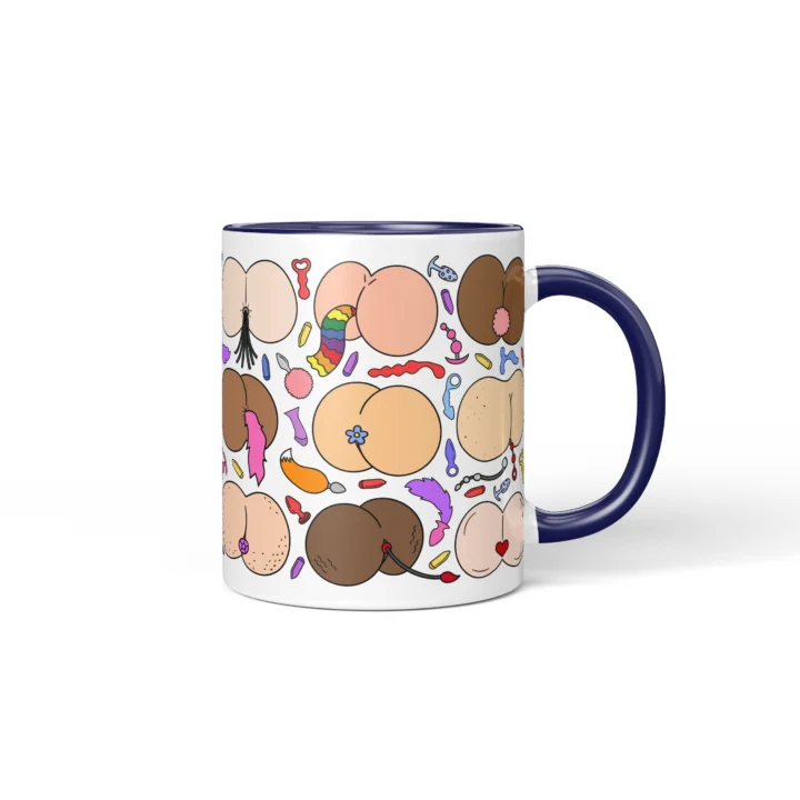 Kink-Inspired Butt Mug - Adults Only Novelty Gift - Dark Blue mug mockup