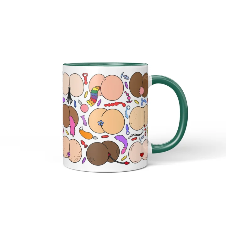 Kink-Inspired Butt Mug - Adults Only Novelty Gift - Dark Green mug mockup