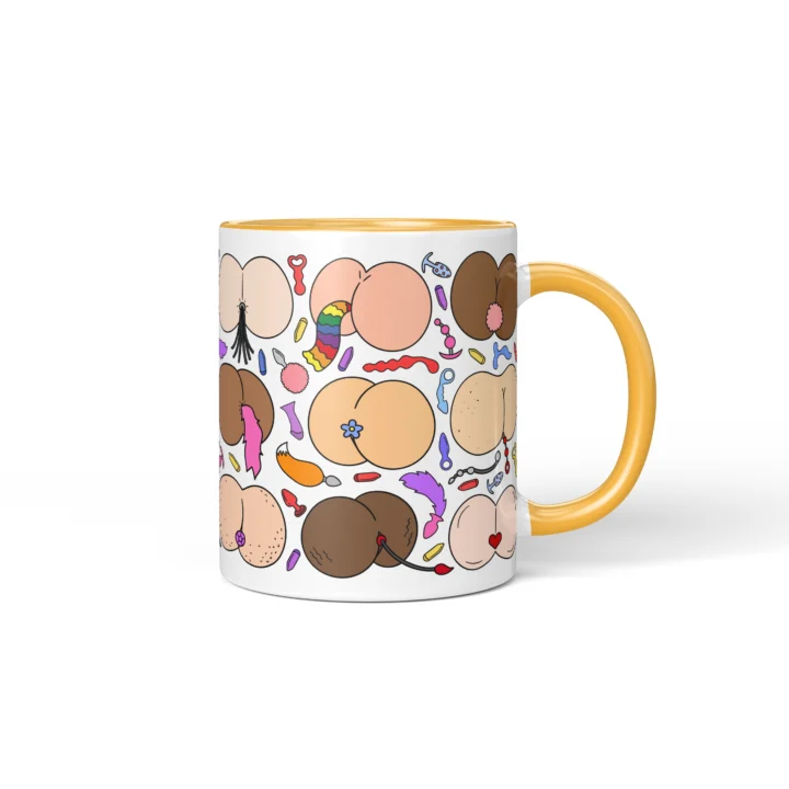 Kink-Inspired Butt Mug - Adults Only Novelty Gift - Golden Yellow mug mockup