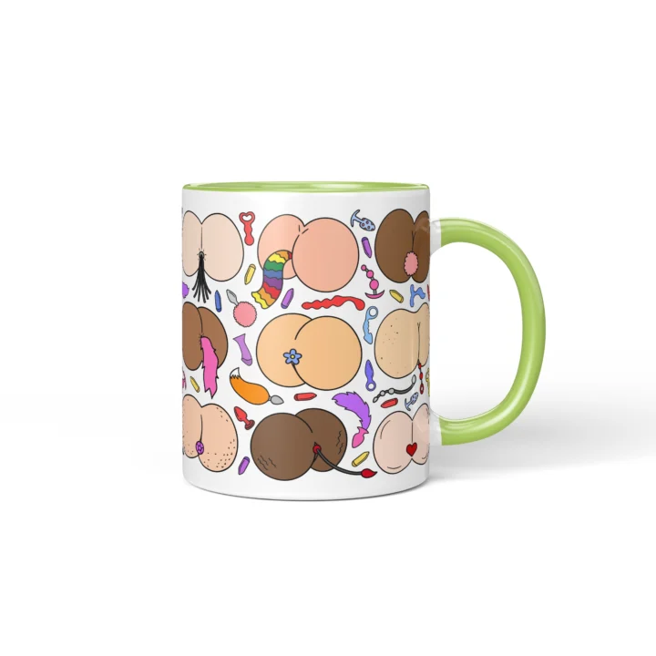 Kink-Inspired Butt Mug - Adults Only Novelty Gift - Green mug mockup