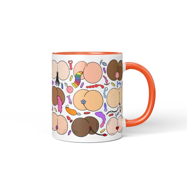 Kink-Inspired Butt Mug - Adults Only Novelty Gift - Orange mug mockup