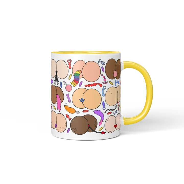 Kink-Inspired Butt Mug - Adults Only Novelty Gift - Yellow mug mockup