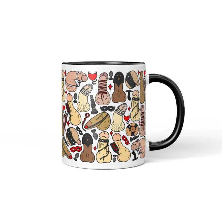 Kink-Inspired Penis Mug - Adults Only Novelty Gift - Black mug mockup