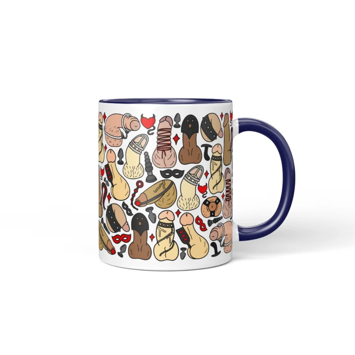 Kink-Inspired Penis Mug - Adults Only Novelty Gift - Dark Blue mug mockup