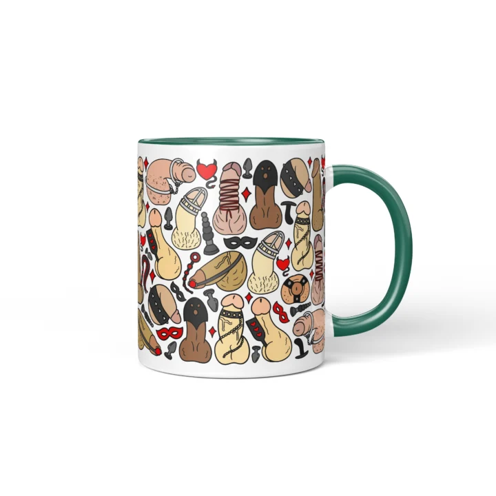 Kink-Inspired Penis Mug - Adults Only Novelty Gift - Dark Green mug mockup