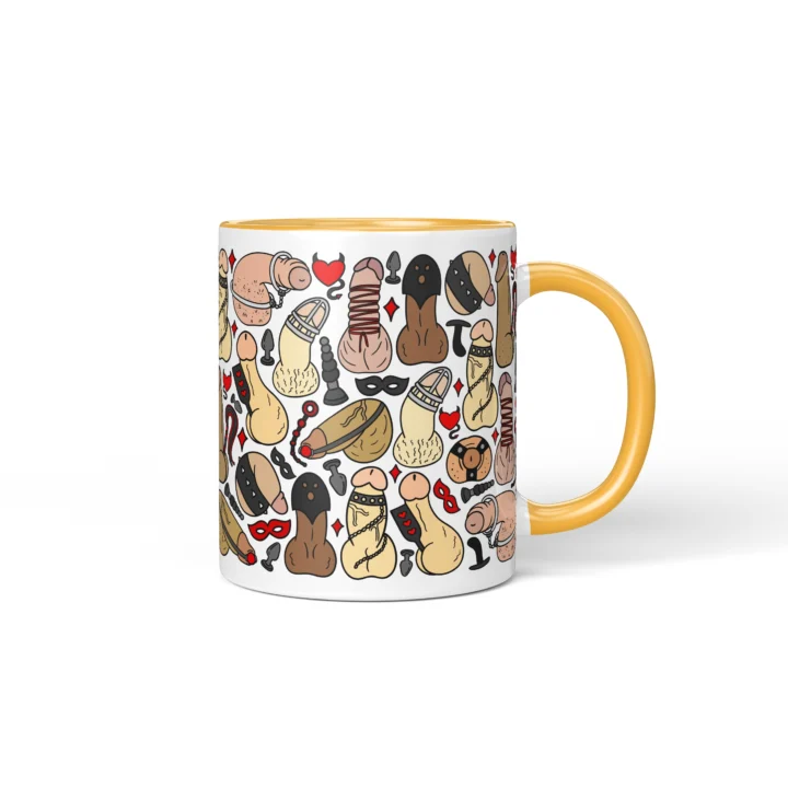 Kink-Inspired Penis Mug - Adults Only Novelty Gift - Golden Yellow mug mockup