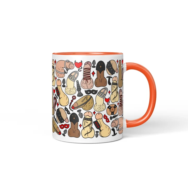 Kink-Inspired Penis Mug - Adults Only Novelty Gift - Orange mug mockup